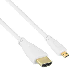 High - Speed Gold - Plated MicroHDMI to HDMI Cable with Ethernet and 4K Support - 5m (White)