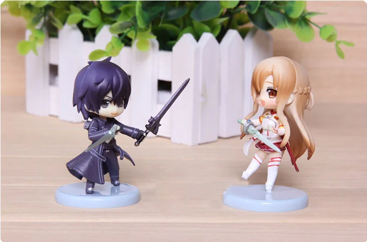 4 шт./компл. Женская искусство онлайн SAO Kirito Asuna Niitengo Q версия ПВХ фигурки модели