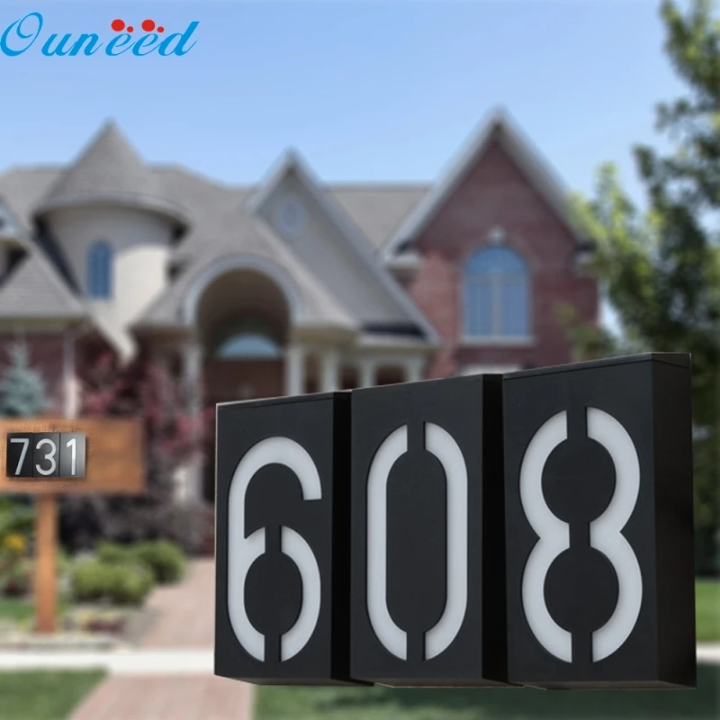 Happy Home 1PC Solar Light Solar Power LED Light Sign House Hotel Door Address Plaque Number