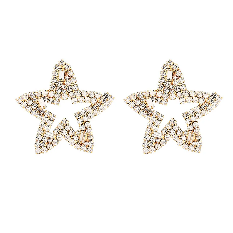 Exaggerated Earrings Five Pointed Star Hollow Fashion Personality ...