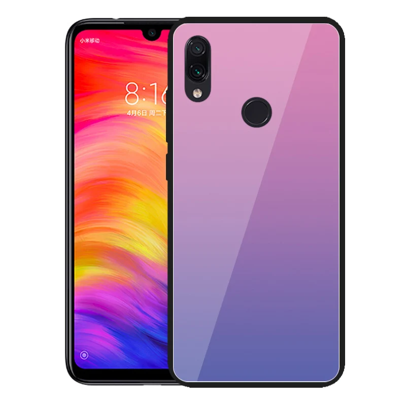Градиентный чехол из закаленного стекла на красном mi Note 7 для Xiaomi mi 8 A2 Lite 9 Poco Phone F1 Red mi 5 Plus 6A Note 5 6 Pro 4 Xio mi Shell - Цвет: Pink