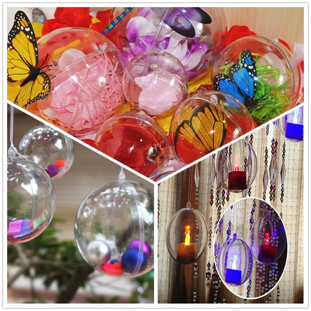 

1PCS Dia 4/5/7/8CM Christmas Tress Hanging Decorations Ball Transparent Open Plastic Clear Ornament Kids Favors Party Supplies