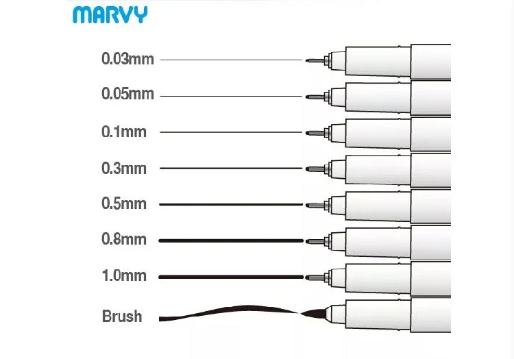 LifeMaster Marvy эскиз лайнер/щетка 0,03 мм/0,05 мм/0,1 мм/0,3/0,5/0,8/1,0 мм черный водостойкий воина гундама чертежная ручка 4600