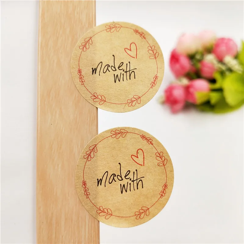 

600Pcs DIY Seal Self-adhesive Round Kraft Stickers Paper Note Sticker Labels For Festival Holiday Candy Decoration Bags Stickers