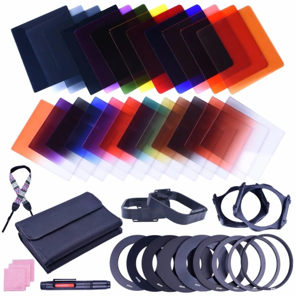 38pcs 24 Colors ND Grad Square Filter Lens Sets Kit with Filter Holder