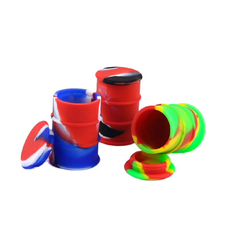 

5pcs Bho Silicone Dab wax jar conainers Dabber weed Rubber 26ml Slick Oil Barrel Drum butane oil concentrate container jars