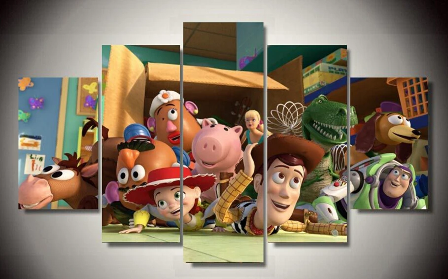 Framed Printed Cartoon Toy Story Group Painting Children S Room