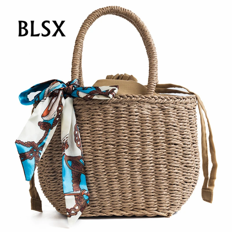 BLSX 2018 Round Straw Bags Women Summer Rattan Bag female Handmade Woven Beach Cross Body Bag