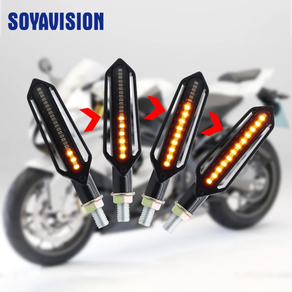 2pcs 4pcs Universal Motorcycle Flowing Water LED Turn Signal Light Indicators Amber Blinker Red Brake / DRL |