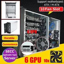 6 GPU 4U Rackmount Miner Mining Frame Mining Server Case with 10 FANS Rsiers Frame Rig