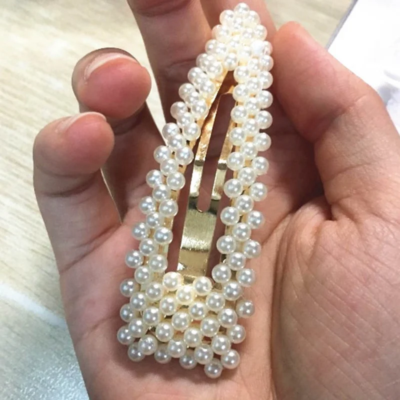 

2019 New Fashion Women Pearl Hair Clip Snap Hair Barrette Stick Hairpin Hair Styling Accessories For Women Girls Dropshipping