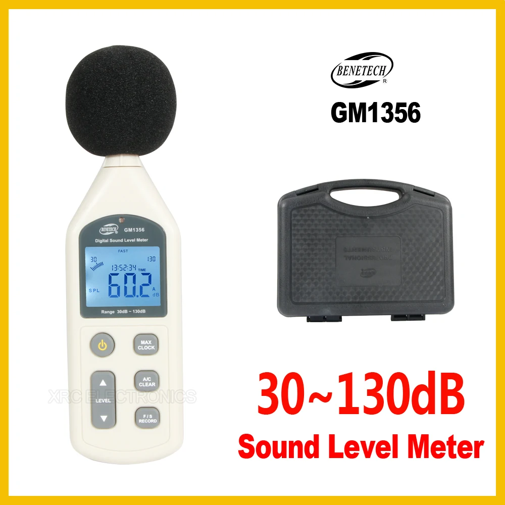 

Digital Sound Level Meter USB Noise Tester meter 30-130dB A/C FAST/SLOW dB+ Software with carry box GM1356-BENETECH