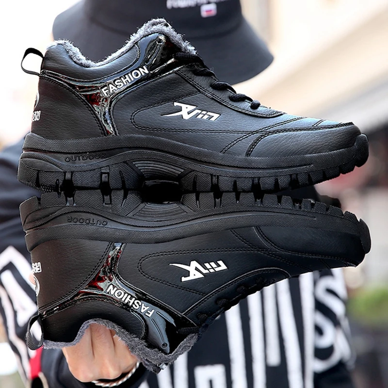 Winter Men Old Elderly Outdoor Hiking Shoes Plush Warm Sneaker Black Male Fitness Snow Boots Trekking Jogging zapatos waterproof