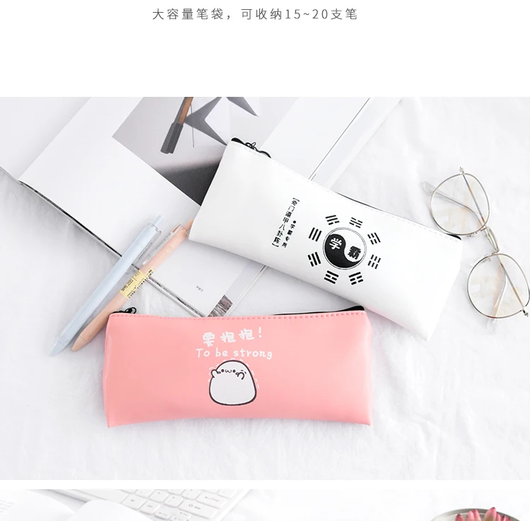Южная Корея интересный текст Карандаш сумка Свежий творческая большая емкость Простой студент канцелярские Примечания канцелярские пенал