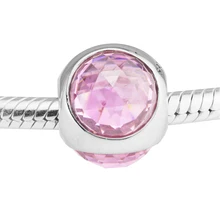 Подходит для браслетов Pandora Radiant Droplet Beads с розовым хрусталем Стерлинговое Серебро-ювелирные подвески