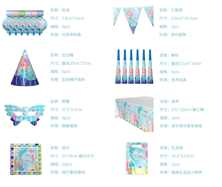 116pcs с днем рождения для женщин Русалка детского дня рождения, свадьбы, праздника, вечерние украшения набор баннер салфетки стакан с соломинкой пластины поставщиков