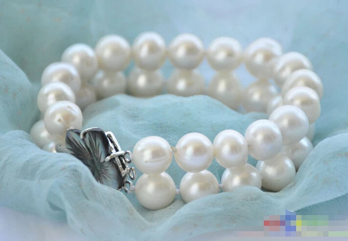 

Free shipping >>>>>>P5314 2row 8" 12mm ROUND WHITE Freshwater cultured PEARL BRACELET