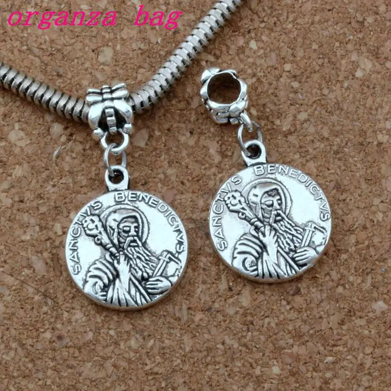 

50pcs Religious Godfather cross Big Hole Dangle European Beads Antique silver Fit Charm Bracelet Jewelry DIY 17.8x33.8mm A-375a
