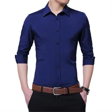 Мужской социальной модная Повседневное футболки с длинными рукавами Slim Fit Человек платье в деловом стиле рубашка брендовая одежда большой Размеры 5XL