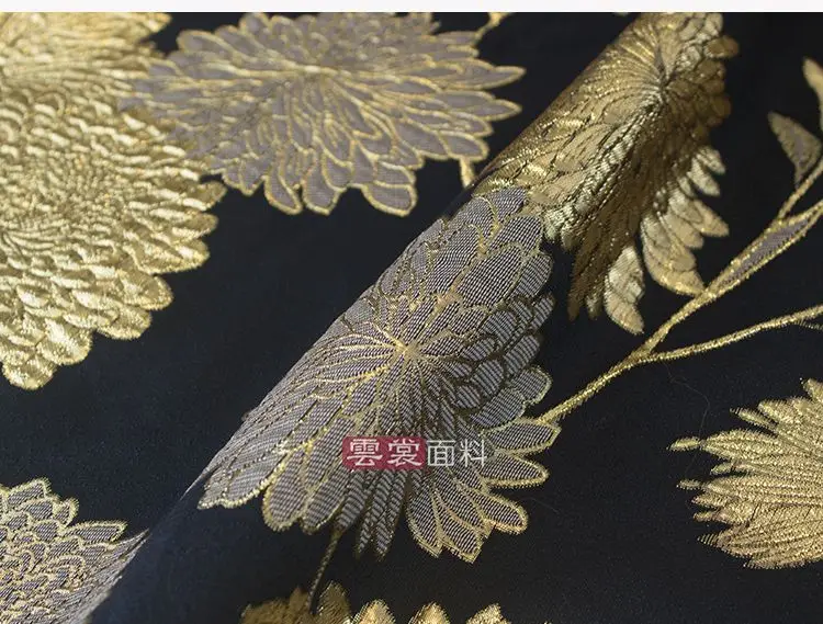 152 см золотая шелковая жаккардовая ткань костюм Чонсам платье ткань платье жаккардовое оптом ткань
