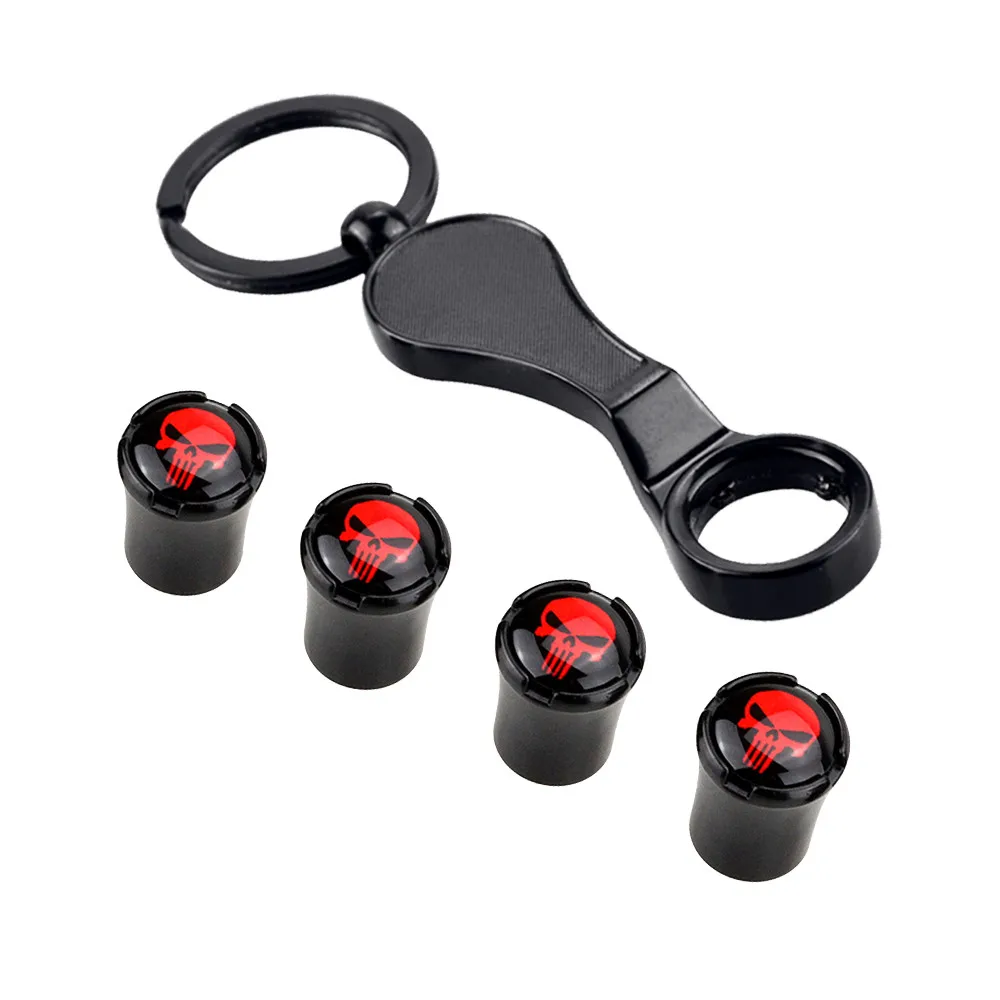 Keychain Wrench 4pcs Metal Wheel Tire Stmes Valves Caps Car Styling