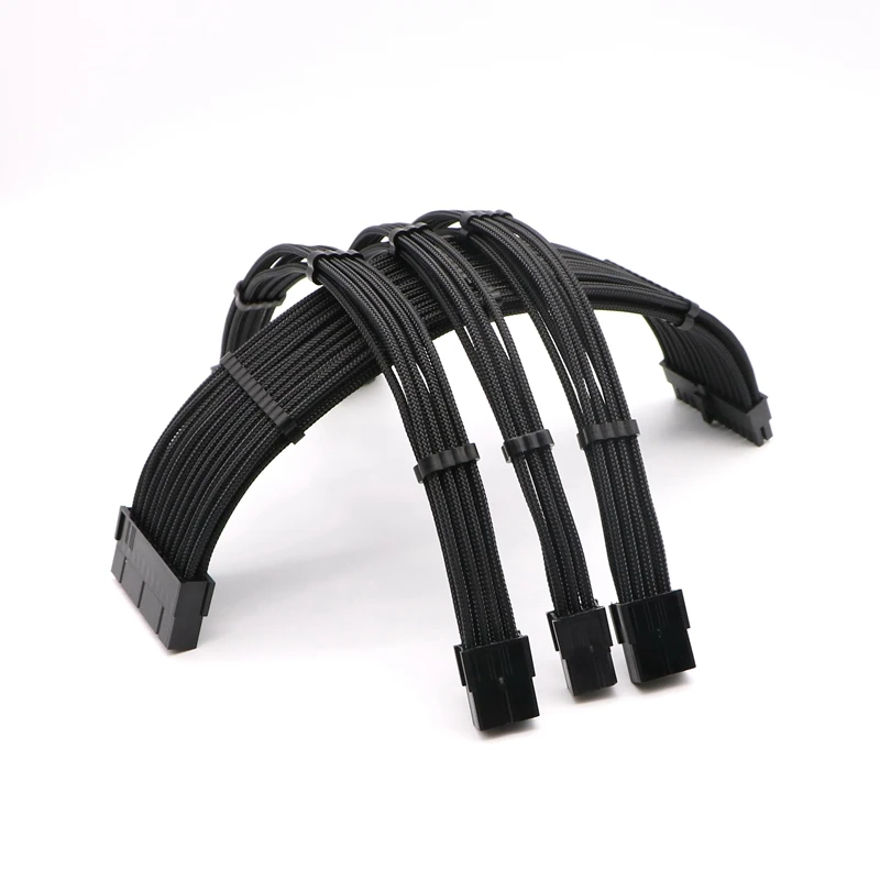 180 Degree Mixed Corlor Sleeved ATX 24Pin// 4+4Pin PCI-E 6+2Pin// 6Pin Power Extension Cable. Logo Basic Extension Cable Kit Cable Length : Type 5, Color : Black Dark Gray