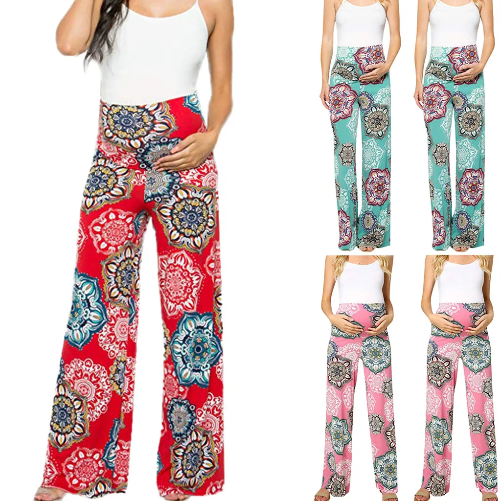 SAGACE, женские брюки для беременных, с цветочным принтом, брюки для беременных, Леггинсы для беременных, одежда из хлопка, брюки