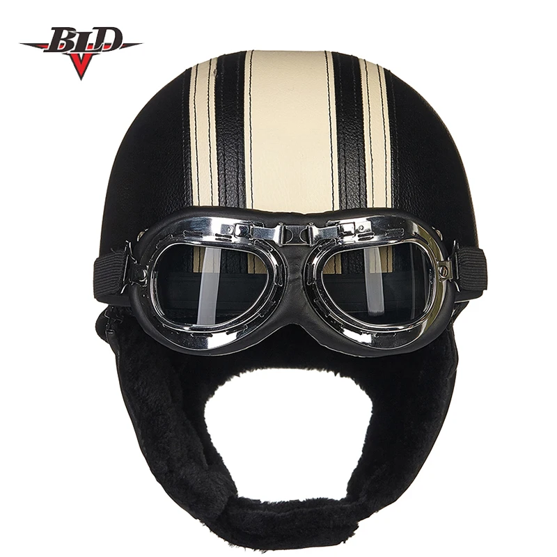 

free shipping 9 Colors Available New autumn & winter genuine leather vintage retro motorcycle helmet capacete cascos
