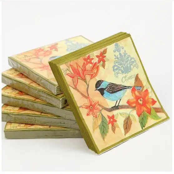5 Napkins Robin Bird 33 x 33cm Tissue Decoupage Paper Party Card Making Craft