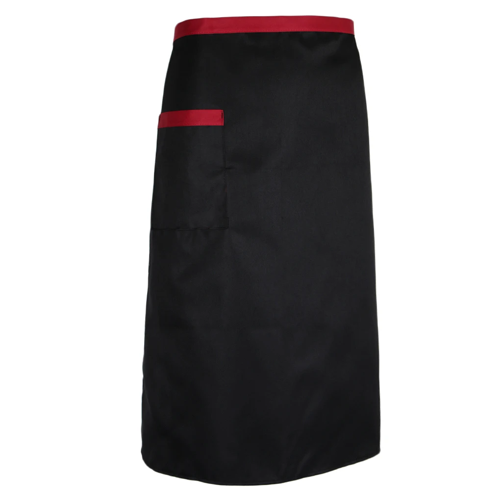 Men’s Women’s Blank Polyester Half Body Apron Washable Pocket Butcher Waiter Chef Kitchen Cooking Apron