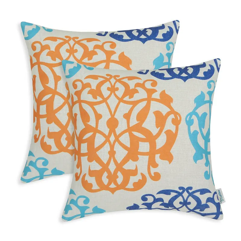 

2PCS CaliTime Decorative Pillows Shell Cushion Covers Home Sofa Car Floral Geometric 18"X18"(45cmx45cm) 20"X20"(50cmx50cm)