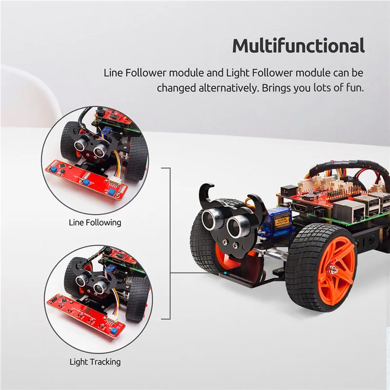  Obstacle Avoidance Line Following Remote Control RC Car Kit For Raspberry Pi 3 ,2 Model B+  (3)