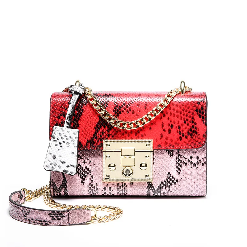 

Women handbags 2017 new summer women genuine leather handbags serpentine female handbags fashion chain shoulder messenger bags