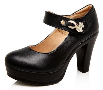 

Plus Size 22-62 Zapatos Mujer Women Shoes Woman Genuine Leather Thick High Heels Ladies Ankle Strap Platform Pumps BY16668