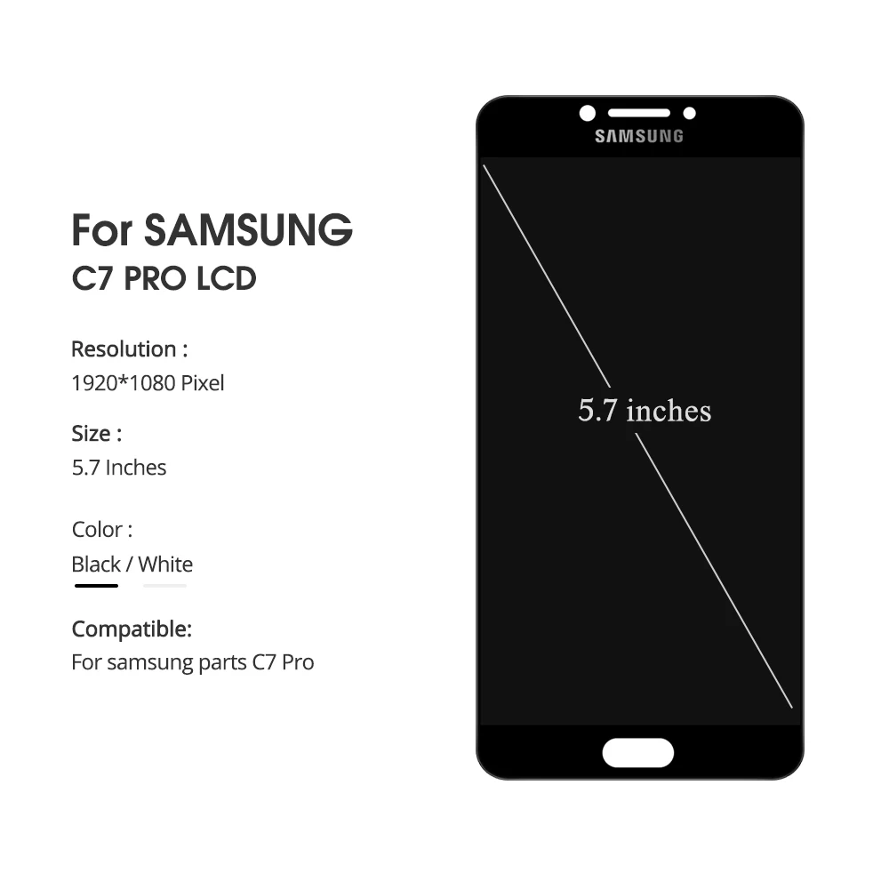 5,7 ''ЖК-дисплей для samsung Galaxy C7010 ЖК-экран C7 Pro SM-C7010Z C7pro дисплей кодирующий преобразователь сенсорного экрана в сборе