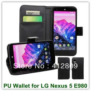 

6Colors PU Wallet Leather Back Cover Case for LG Nexus 5 E980 Google Nexus 5 D820 Free Shipping