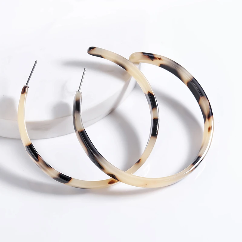 

Hoop Earrings for Women New Fashion Bohemia Acrylic Acetate Vintage Leopard Print Circle Statement Earring Female bijoux Jewelry