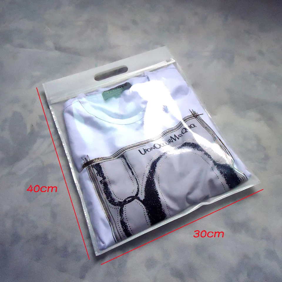 Whole Matte Clear Plastic Package Storage Bag Zip Lock Self Seal Zipper Top Clothes Bag 30 40cm Slider Zip Lock Plastic With Handle Hanger White
