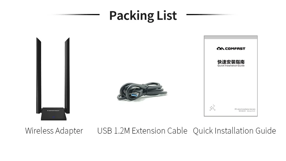 MT7612UN 802,11 b/g/n/ac 1300 Мбит/с USB3.0 беспроводной WiFi адаптер с 2x 6dBi WiFi антенна для Windows 7/8/10/Window10