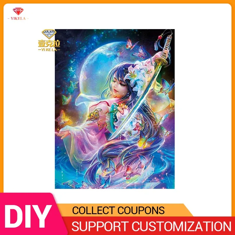 

YIKELA 5D DIY Diamond Painting Anime Cartoon Girl Martial Arts Stitch Accessory Embroidery Diamant Wall Home Decoration
