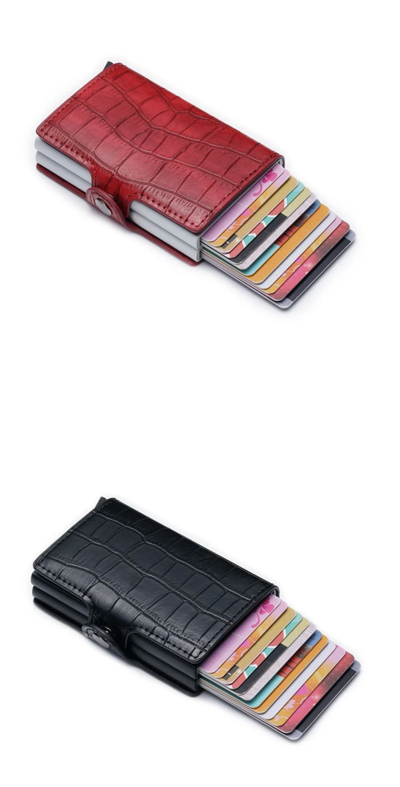 Новые женские и мужские двойные коробки держатель для карт крокодил из искусственной кожи RFID мини кошелек Бизнес металлические дорожные кошельки кредитный держатель для карт s