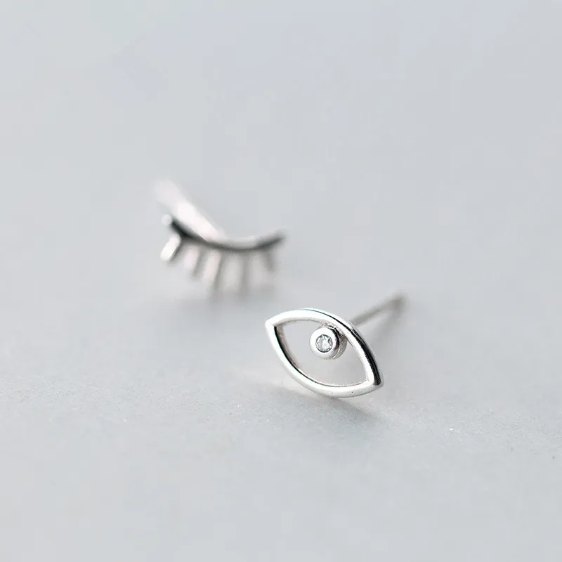 100-925-Sterling-Silver-Eyebrow-Eye-Stud-Earrings-For-Women-Sterling-silver-jewelry-pendientes-mujer-moda