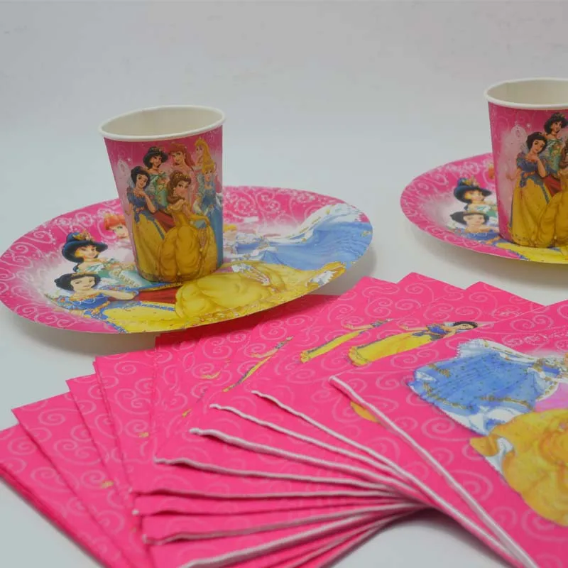

40pcs/set Party Supplies Ariel/Snow White/Belle/Cinderella/Aurora Princess Birthday Party Plate/napkin Decoration Ariel Party