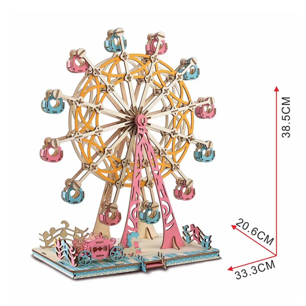 DIY 3D лазерной резка Деревянный Колесо обозрения головоломки подарок для игры для детей модель здания наборы популярные игрушки