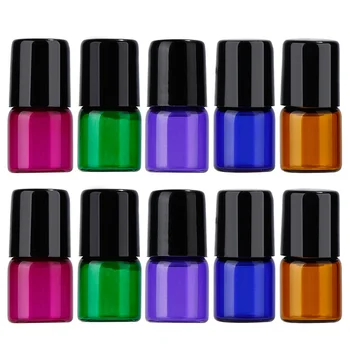 

10PCs 2ml Portable Roll on Bottle Empty Refillable Glass Container with black Cap For Essential Oil Perfume Fragrance