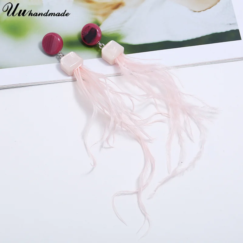 Earring Acrylic long feather tassel earrings for women oorbellen pendientes flecos boucle d'oreille aretes earings jewelry