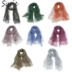 Женский летний двухслойный легкий шарф, прозрачная одноцветная бахрома, большой платок в винтажном стиле, солнцезащитный крем для головы