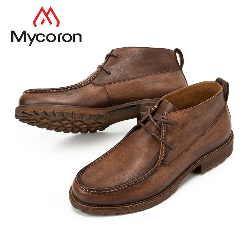 

MYCORON 2018 Handmade Men Shoes Genuine Leather Men Autumn Martin Boots Luxury Fashion Winter Ankle Boots Botas Militares