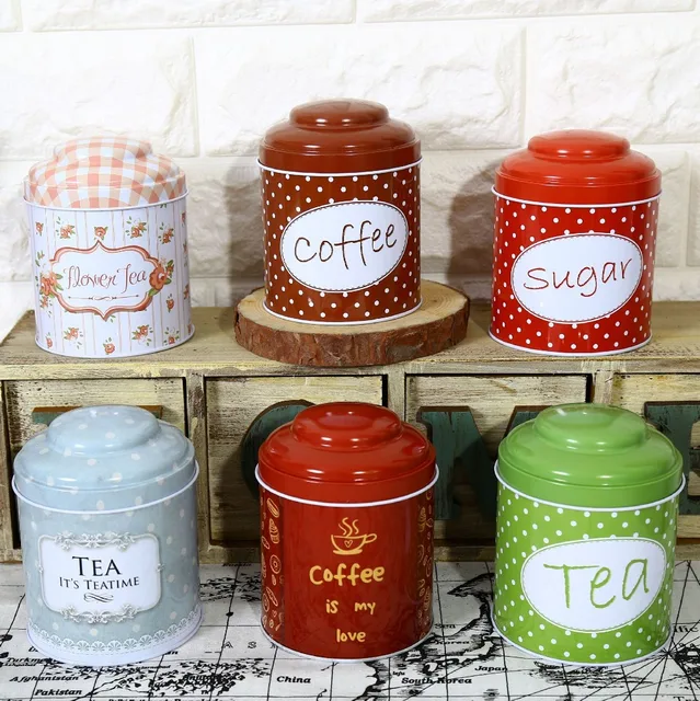 Free Shipping 6pcs Lot Tea Canister Iron Caddy Metal Coffee Free Shipping 6pcs Lot Tea Canister Iron Caddy Metal Coffee Storage Case Sugar