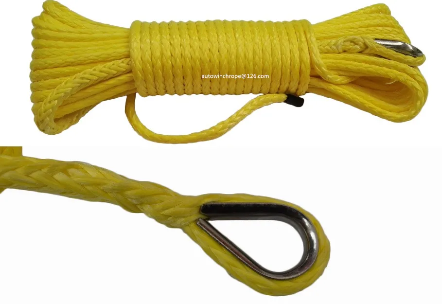 الأصفر 5 ملليمتر * 15 متر atv الونش الخط ، الاصطناعية ونش كابل ، قارب ونش حبل ، حبل الأطياف